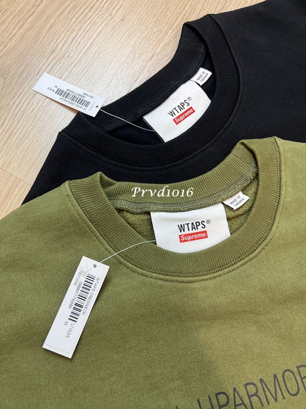 XL 21FW Supreme WTAPS Crewneck Light Olive シュプリーム ダブル  