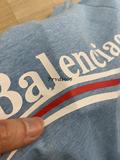 實拍 BALEN 巴黎 可樂 淺藍色 經典 Logo 印刷 字母 短袖 海浪 波浪 字母 短T T恤：圖片 6