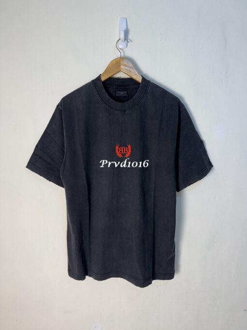 實拍 免運 Balenciaga 巴黎世家 紅色 logo 刺繡 麥穗 桂冠 雙B BB 字母 做舊 寬鬆 短袖 短T T恤 上衣 潮流：圖片 2
