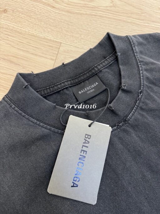 實拍 免運 Balenciaga 巴黎世家 紅色 logo 刺繡 麥穗 桂冠 雙B BB 字母 做舊 寬鬆 短袖 短T T恤 上衣 潮流：圖片 7