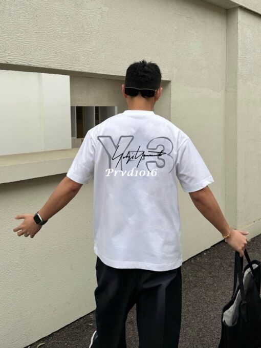 實拍 免運 日本 Y-3 山本耀司 日系 潮牌 塗鴉 logo 字母 短袖 2025 新款 寬鬆 短T T恤 穿搭 潮流：圖片 4