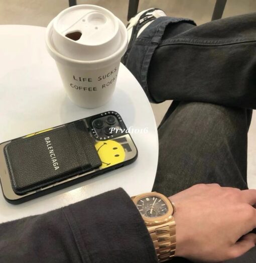 實拍 免運 Balenciaga 巴黎世家 牛皮 磁吸 卡夾 卡套 手機殼 信用卡夾 悠遊卡夾 字母 logo 印花 真皮 手機 配件：圖片 5