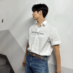實拍 免運 法國 紀梵希 Givenchy GVC 前後 漸層 字母 logo 印花 短袖 襯衫 寬鬆 搭 短T T恤