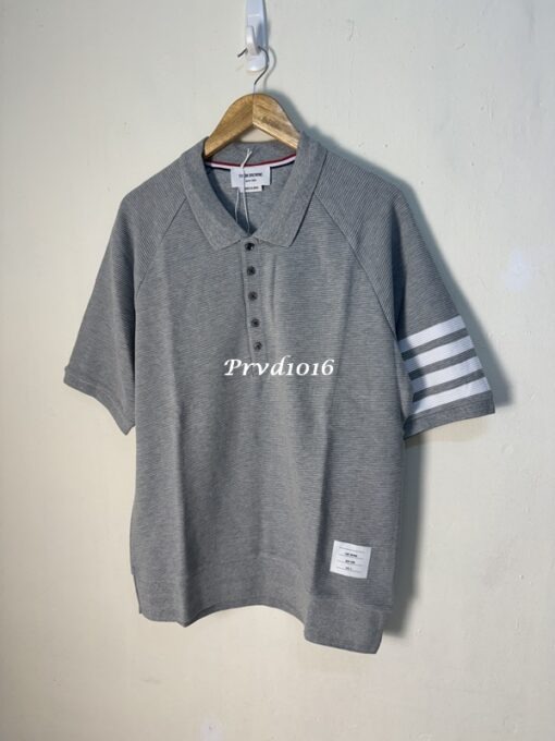 實拍 免運 Thom Browne TB 短袖 polo polo衫 球衣 球服 華夫格 經典 條紋 寬鬆 短袖 短T T恤 Tee 上衣 潮流 上課 逛街 出國 旅行：圖片 3