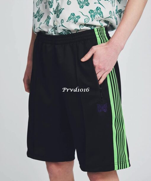 實拍 免運 潮牌 Needles 蝴蝶 刺繡 logo 復古 織帶 五分褲 短褲 褲子 運動褲 休閒褲 褲子 白色 黑色 黃色 綠色 潮流 上課 逛街 出國：圖片 8