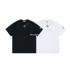 實拍 免運 Moncler 蒙口 項鍊 字母 logo 手臂 徽章 短袖 短T T恤 黑色 白色 2025 新款