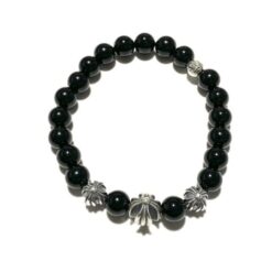 實拍 免運 CH Chrome Hearts 克羅心 黑曜石 Obsidian 925 純銀 手鍊 手環 十字 logo 潮流 男士 女士 情侶禮物 精品配件 時尚飾品