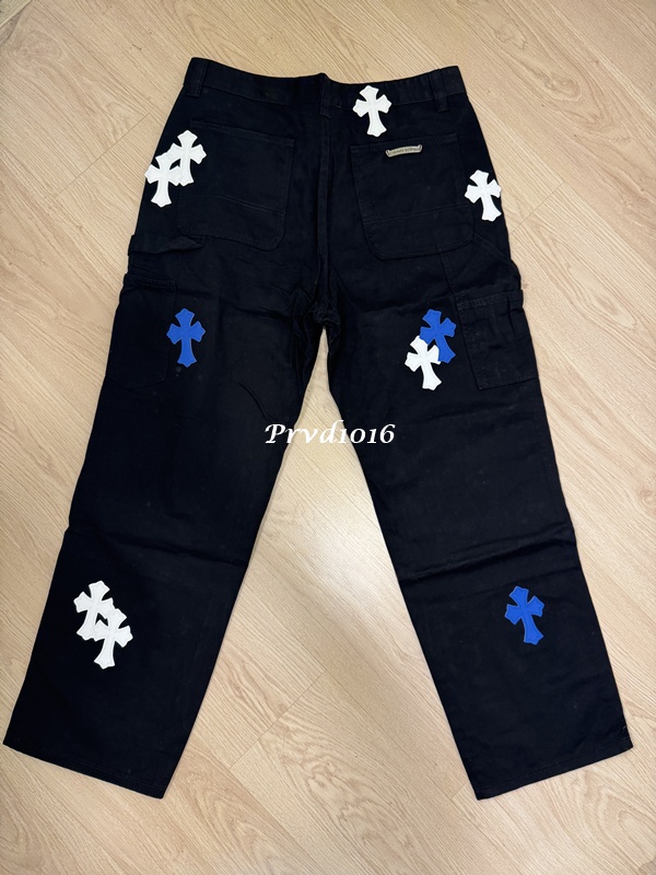 實拍 免運 法國 克羅心 十字 十字架 貼布 logo 工裝褲 工作褲 長褲 褲子 多口袋 寬褲 寬工作褲 黑色 牛仔褲 牛仔長褲:圖片 10