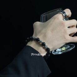 Alternative view of 實拍 免運 CH Chrome Hearts 克羅心 黑曜石 Obsidian 925 純銀 手鍊 手環 十字 logo 潮流 男士 女士 情侶禮物 精品配件 時尚飾品