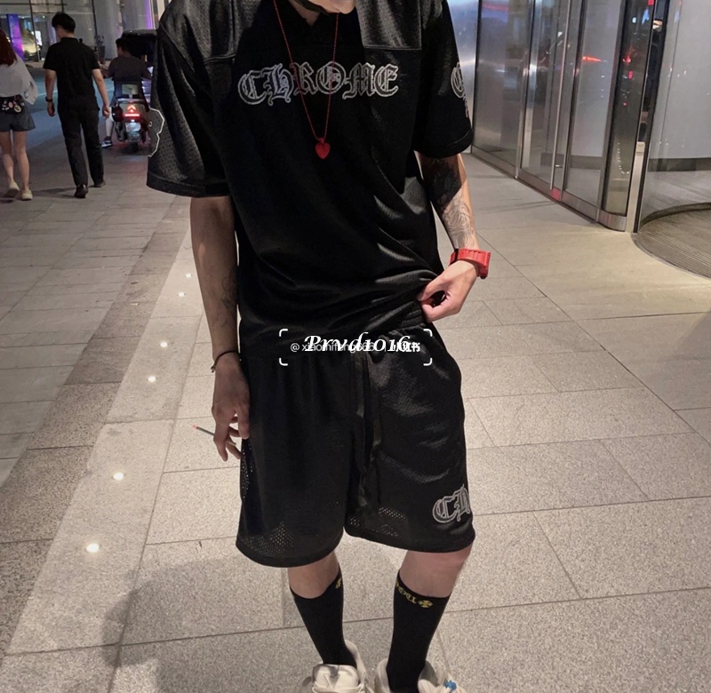 實拍 免運 法國 克羅心 logo 印花 雙層網眼 球衣 冰肌 短袖 短T T恤 上衣 套裝:圖片 16