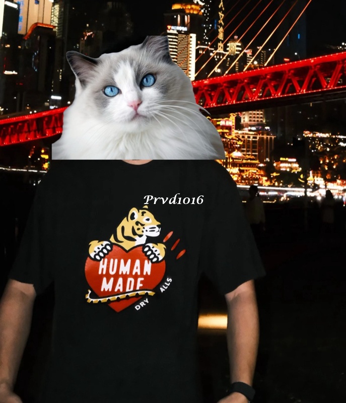 實拍 免運 Human Made 經典 動物系列 愛心 老虎 短袖 正面 logo 字母 老虎頭 背面 愛心 印花 短T T恤 TEE 2025 新款:圖片 2