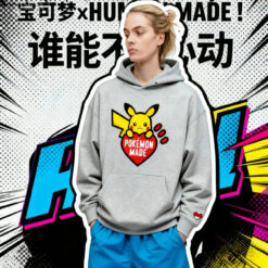 實拍 免運 日牌 HUMAN MADE 寶可夢 聯名 皮卡丘 帽T 男女款 灰色帽T 老帽風 帽T 街頭風 潮流單品 情侶穿搭 精靈寶可夢 Pokemon Made 上衣