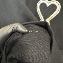 實拍 免運 法國 AMI Paris 大愛心 刺繡 大學T 長袖 圓領 衛衣 重磅棉料 寬鬆版型 CITYBOY風格 情侶款 精品上衣 美式 街頭 時尚 潮流 精品：圖片 13