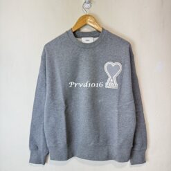 實拍 免運 法國 AMI Paris 大愛心 刺繡 大學T 長袖 圓領 衛衣 重磅棉料 寬鬆版型 CITYBOY風格 情侶款 精品上衣 美式 街頭 時尚 潮流 精品：圖片 18