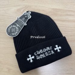 實拍 免運 Chrome Hearts 克羅心 毛帽 針織帽 十字架 刺繡 黑色 冬季帽款 街頭潮流 美式暗黑 Cityboy 男女同款 穿搭 保暖 帽子 冷帽：圖片 6