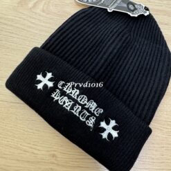 實拍 免運 Chrome Hearts 克羅心 毛帽 針織帽 十字架 刺繡 黑色 冬季帽款 街頭潮流 美式暗黑 Cityboy 男女同款 穿搭 保暖 帽子 冷帽：圖片 7