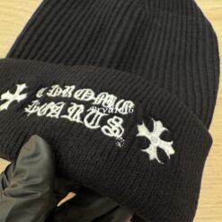 實拍 免運 Chrome Hearts 克羅心 毛帽 針織帽 十字架 刺繡 黑色 冬季帽款 街頭潮流 美式暗黑 Cityboy 男女同款 穿搭 保暖 帽子 冷帽：圖片 8