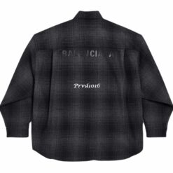 實拍 免運 Balen 巴黎 格紋 字母 襯衫 外套 長袖襯衫 鈕扣 上衣 Oversize 寬鬆剪裁 美式街頭 都會風格 情侶款:圖片 5
