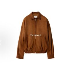 Alternative view of 實拍 免運 MIU MIU 義大利品牌 麂皮外套 棕色 復古短版 夾克 立領 拉鍊外套 精品男裝 質感風格 狠款 時尚 精品 穿搭