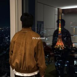 實拍 免運 MIU MIU 義大利品牌 麂皮外套 棕色 復古短版 夾克 立領 拉鍊外套 精品男裝 質感風格 狠款 時尚 精品 穿搭