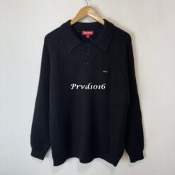 實拍免運 美牌 Supreme Box logo 刺繡 長袖 Polo 毛衣 美式潮流 時尚穿搭 寬鬆風 CITYBOY 男女同款 黑色：圖片 6