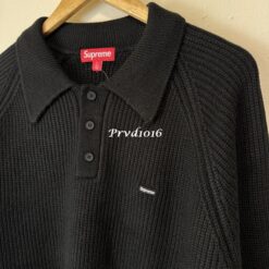 實拍免運 美牌 Supreme Box logo 刺繡 長袖 Polo 毛衣 美式潮流 時尚穿搭 寬鬆風 CITYBOY 男女同款 黑色：圖片 7