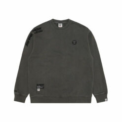實拍 免運 AAPE A BATHING APE 大學T 長袖 衛衣 猿人 徽章 刺繡 街頭潮流 日系潮牌 工裝風 Cityboy 寬鬆版型 男女同款 穿搭 純棉 上衣：圖片 4