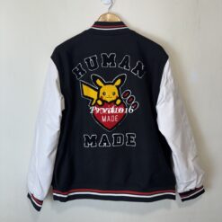 實拍 免運 日本 HUMAN MADE 聯名 皮卡丘 棒球外套 毛圈刺繡 重磅羊毛夾克 學院風 情侶款 潮流外套 美式復古 CITYBOY風格 街頭狠款 日牌 日潮：圖片 14