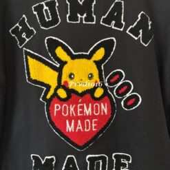 實拍 免運 日本 HUMAN MADE 聯名 皮卡丘 棒球外套 毛圈刺繡 重磅羊毛夾克 學院風 情侶款 潮流外套 美式復古 CITYBOY風格 街頭狠款 日牌 日潮：圖片 15