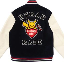 實拍 免運 日本 HUMAN MADE 聯名 皮卡丘 棒球外套 毛圈刺繡 重磅羊毛夾克 學院風 情侶款 潮流外套 美式復古 CITYBOY風格 街頭狠款 日牌 日潮：圖片 4