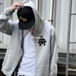 實拍 免運 Chrome Hearts 克羅心 拉鍊 帽T 外套 灰色 皮革十字架 刺繡 連帽外套 街頭 高端 潮流 Cityboy 穿搭 男女同款