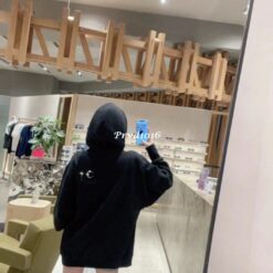 實拍 免運 韓系潮流 TC 金屬月牙十字 素色帽T 重磅衛衣 寬鬆落肩 CITYBOY 韓國克羅心 男女同款:圖片 7