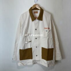 實拍 免運 日系潮流 HUMAN MADE Pokemon 寶可夢 聯名 大蔥鴨 刺繡 工裝夾克 教練外套 NIGO 聯名 CITYBOY 復古日系 米白 卡其 拼接 外套：圖片 5