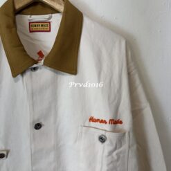 實拍 免運 日系潮流 HUMAN MADE Pokemon 寶可夢 聯名 大蔥鴨 刺繡 工裝夾克 教練外套 NIGO 聯名 CITYBOY 復古日系 米白 卡其 拼接 外套：圖片 6