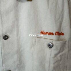 實拍 免運 日系潮流 HUMAN MADE Pokemon 寶可夢 聯名 大蔥鴨 刺繡 工裝夾克 教練外套 NIGO 聯名 CITYBOY 復古日系 米白 卡其 拼接 外套：圖片 9
