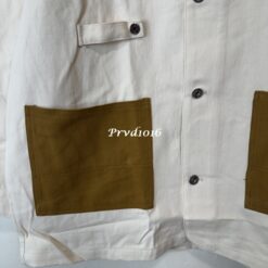 實拍 免運 日系潮流 HUMAN MADE Pokemon 寶可夢 聯名 大蔥鴨 刺繡 工裝夾克 教練外套 NIGO 聯名 CITYBOY 復古日系 米白 卡其 拼接 外套：圖片 10