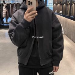 實拍 免運 美牌 FOG Fear of God Essentials 背後刺繡 拉鍊外套 連帽外套 寬鬆落肩 街頭高街 CITYBOY 美式極簡 百搭帽T 拉鍊帽T：圖片 7