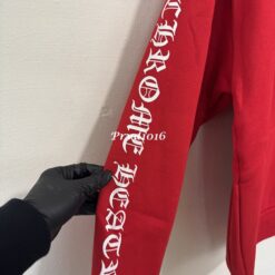 實拍 免運 Chrome Hearts 克羅心 紅色 logo CH 字母 連帽 帽T 經典字體 手臂滿版 美式潮流 男女可穿：圖片 10