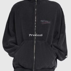 實拍 免運 Balenciaga 巴黎世家 可樂刺繡 反面設計 拉鍊外套 連帽外套 男女同款 黑色 上衣 寬鬆版型 街頭潮流 時尚精品 出國穿搭：圖片 3