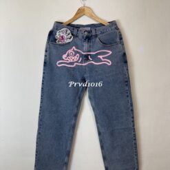 實拍免運 經典 美式 日潮 BBC ICECREAM Running Dog 飛狗 粉色大圖 水洗 寬鬆 牛仔褲 菲董 NIGO 美式 街頭 穿搭 潮流 出國：圖片 7