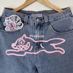 實拍免運 經典 美式 日潮 BBC ICECREAM Running Dog 飛狗 粉色大圖 水洗 寬鬆 牛仔褲 菲董 NIGO 美式 街頭 穿搭 潮流 出國：圖片 8