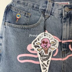 實拍免運 經典 美式 日潮 BBC ICECREAM Running Dog 飛狗 粉色大圖 水洗 寬鬆 牛仔褲 菲董 NIGO 美式 街頭 穿搭 潮流 出國：圖片 9