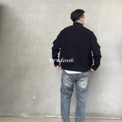 實拍免運 法國 Maison Margiela MM6 經典四角縫線 重磅羊毛針織拉鍊外套 司機夾克 Driver Jacket 羅紋針織外套 雙向拉鍊 黑魂 簡約穿搭必備：圖片 3