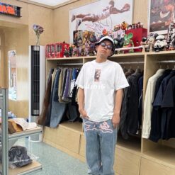 實拍免運 經典 美式 日潮 BBC ICECREAM Running Dog 飛狗 粉色大圖 水洗 寬鬆 牛仔褲 菲董 NIGO 美式 街頭 穿搭 潮流 出國：圖片 18