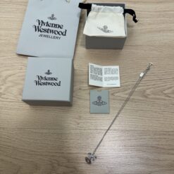 實拍 免運 英國 Vivienne Westwood 西太后 雙層蝴蝶結 滿鑽土星 吊墜項鍊 925銀 淺紫水晶 銀色 男女同款 個性穿搭 潮流飾品：圖片 15