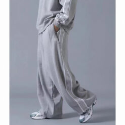 實拍免運 Needles x LHP 聯名款 經典側邊條紋 蝴蝶刺繡 寬鬆針織運動褲 H.D. Track Pant 灰色 男女同款 逛街 運動 出國 美式 穿搭