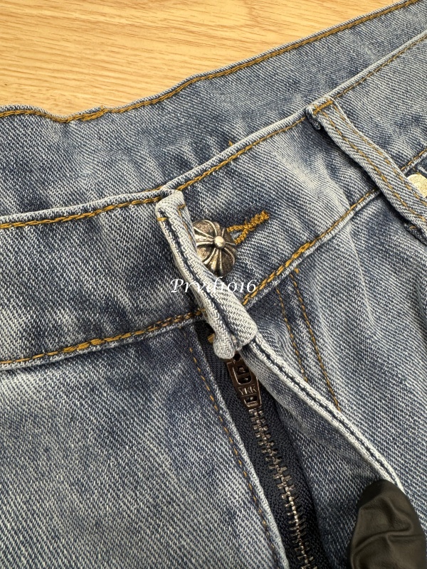 實拍免運 Chrome Hearts 克羅心 經典十字架 皮貼 水洗 丹寧短褲 牛仔短褲 頂級工藝 潮流穿搭 高街 奢華:圖片 8