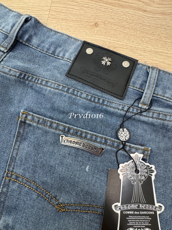 實拍免運 Chrome Hearts 克羅心 經典十字架 皮貼 水洗 丹寧短褲 牛仔短褲 頂級工藝 潮流穿搭 高街 奢華:圖片 12