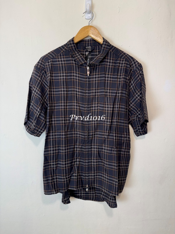 實拍免運 Chrome Hearts 克羅心 經典暗黑格紋 925 匕首拉鍊 短袖襯衫 街頭 高端 玩家 必備 奢華 硬核 美式 穿搭:圖片 6