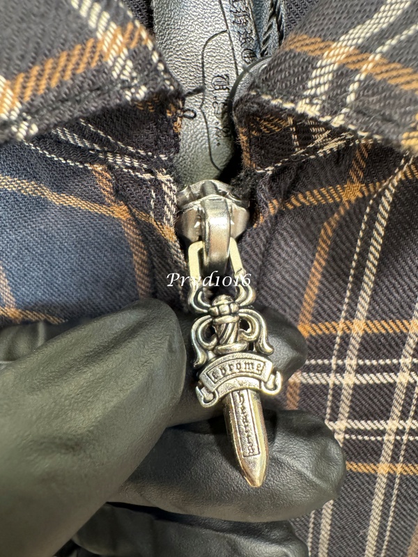 實拍免運 Chrome Hearts 克羅心 經典暗黑格紋 925 匕首拉鍊 短袖襯衫 街頭 高端 玩家 必備 奢華 硬核 美式 穿搭:圖片 8